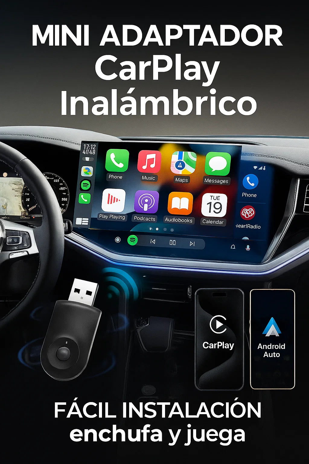 🔥Oferta por tiempo limitado: 50 % de descuento 🔥Adaptador inalámbrico Ottocast Mini CarPlay Android Auto 2025