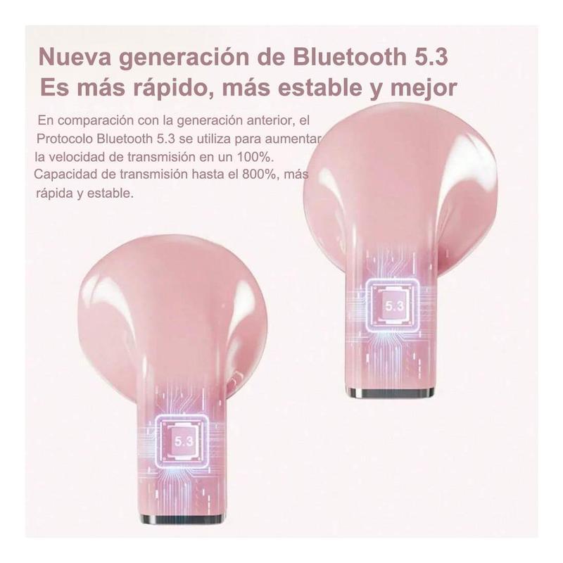 Auriculares Bluetooth Inalámbricos Rosa con Estuche Corazón 2025