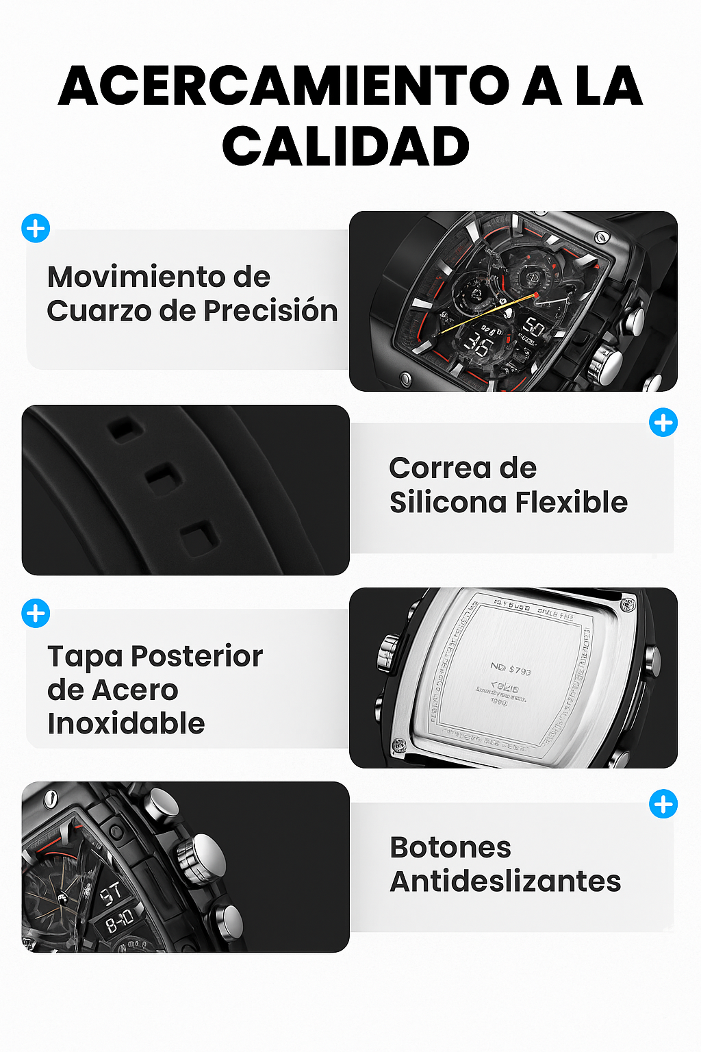 Reloj digital multifunción deportivo y casual