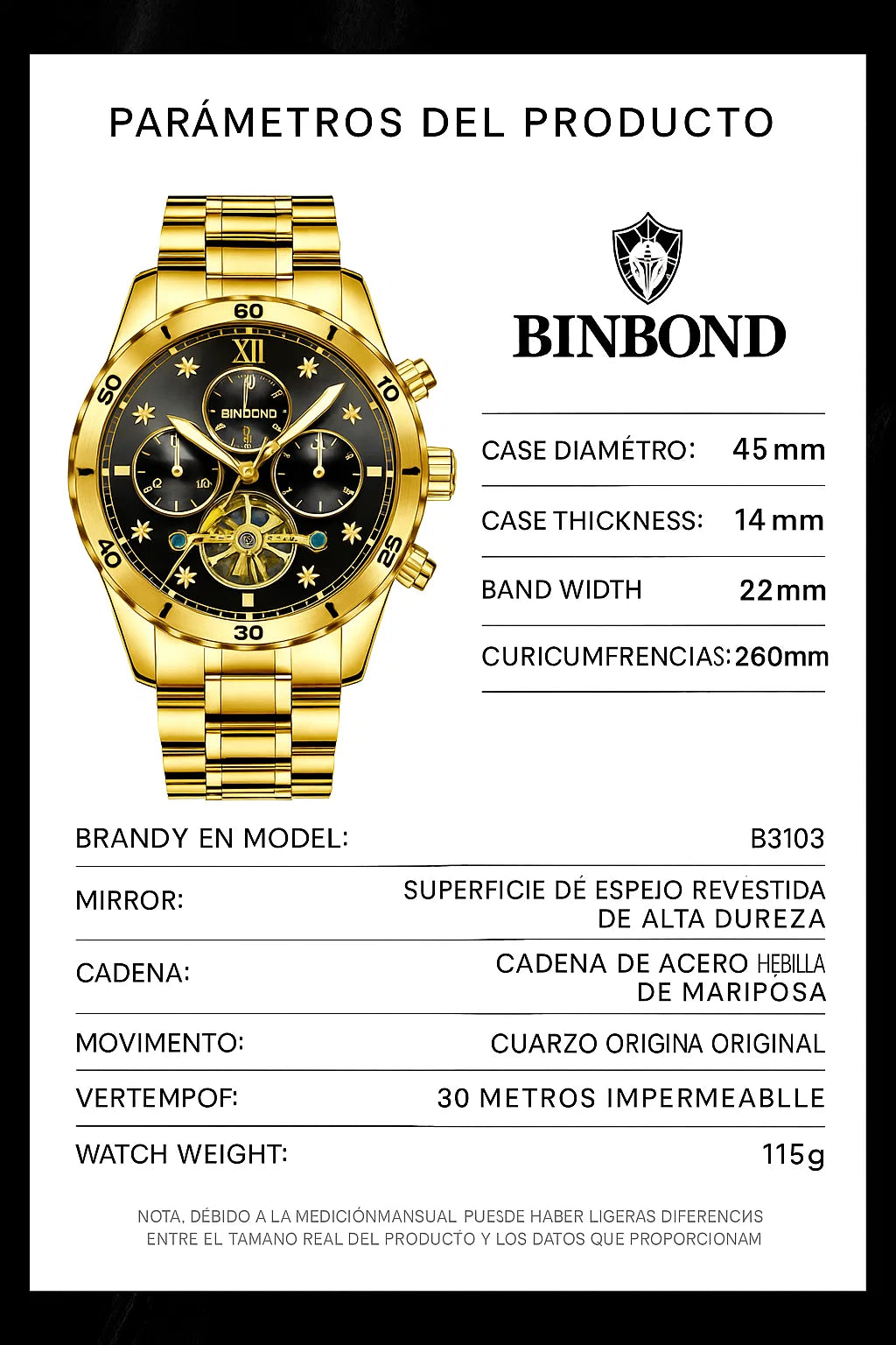 🔥 BINBOND B3103 — Estilo, Potencia y Precisión en tu Muñeca🕰️💎