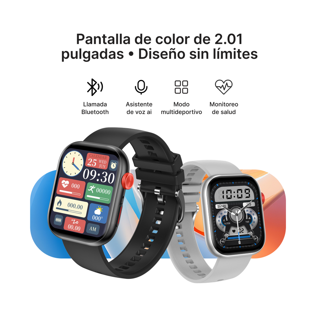Reloj inteligente Diseño Moderno 2.01” TFT Pantalla Monitoreo de Salud y Modos Deportivos -SW015