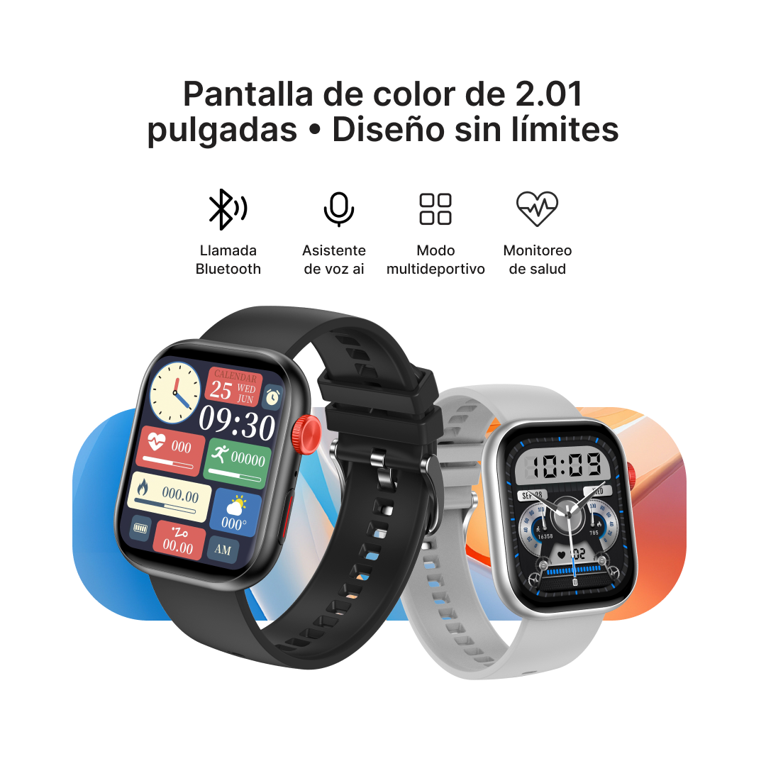 Reloj inteligente Diseño Moderno 2.01” TFT Pantalla Monitoreo de Salud y Modos Deportivos -SW015