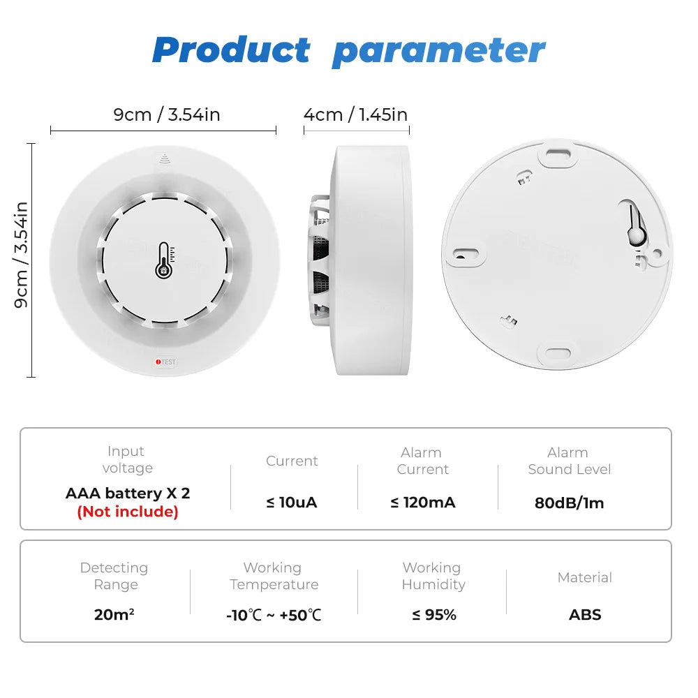 Detector de humo y temperatura WiFi Tuya