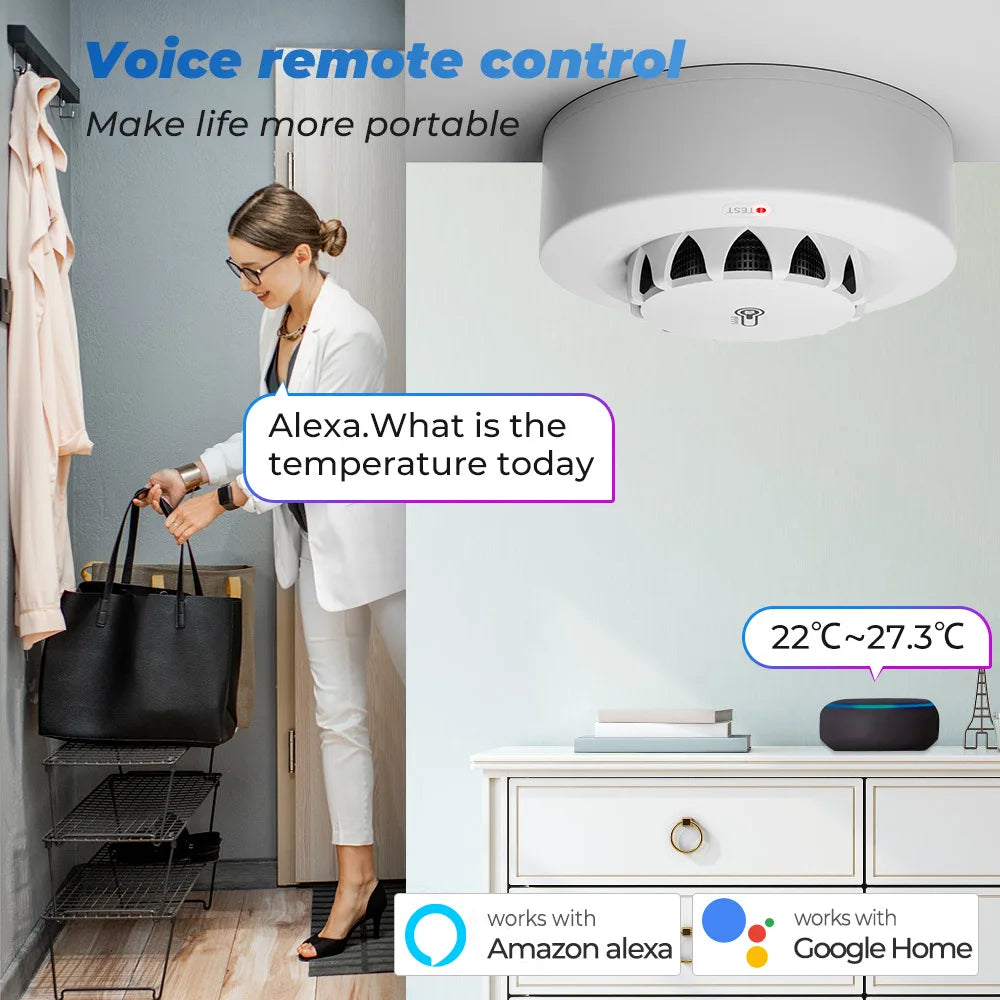 Detector de humo y temperatura WiFi Tuya
