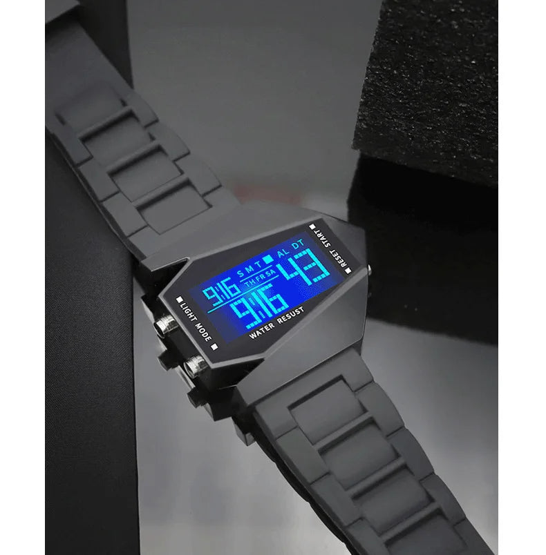 Reloj Digital Elegante – Negro con Blanco de regalo
