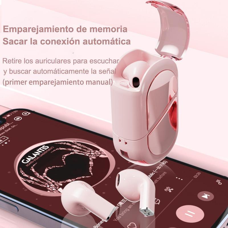 Auriculares Bluetooth Inalámbricos Rosa con Estuche Corazón 2025