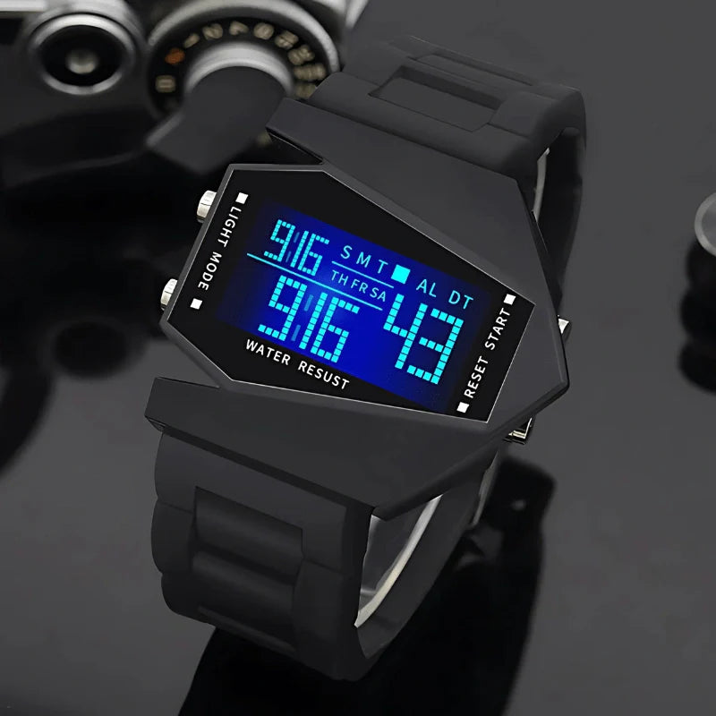 Reloj Digital Elegante – Negro con Blanco de regalo